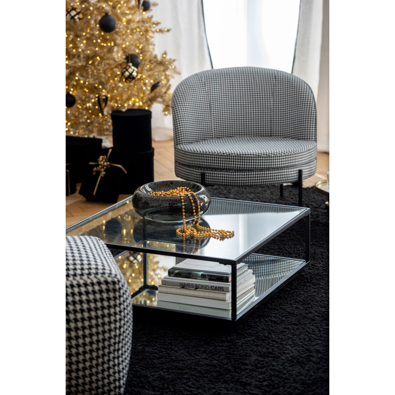 Grand Vide-poches déco design Rond 33 cm Verre Noir Avec paillettes Carol 