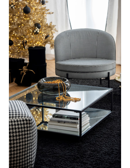 Grand Vide-poches déco design Rond 33 cm Verre Noir Avec paillettes Carol 