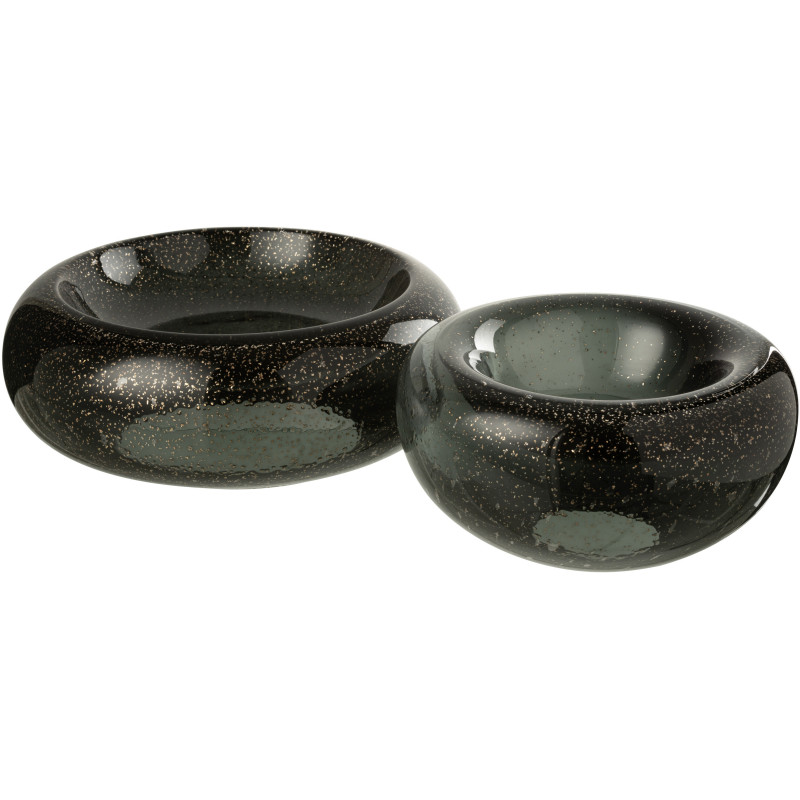 Grand Vide-poches déco design Rond 33 cm Verre Noir Avec paillettes Carol 