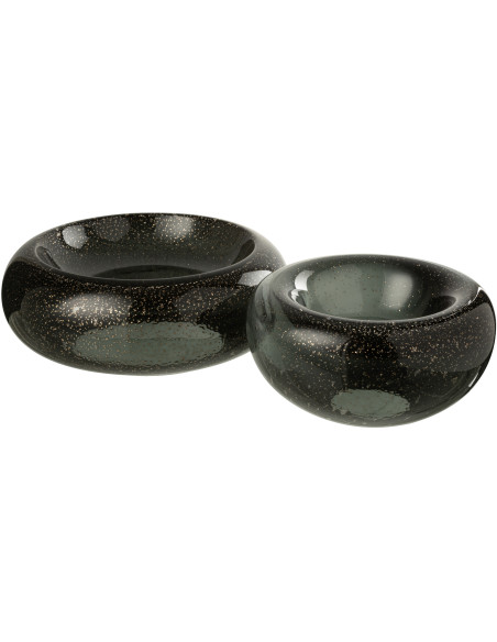 Grand Vide-poches déco design Rond 33 cm Verre Noir Avec paillettes Carol 