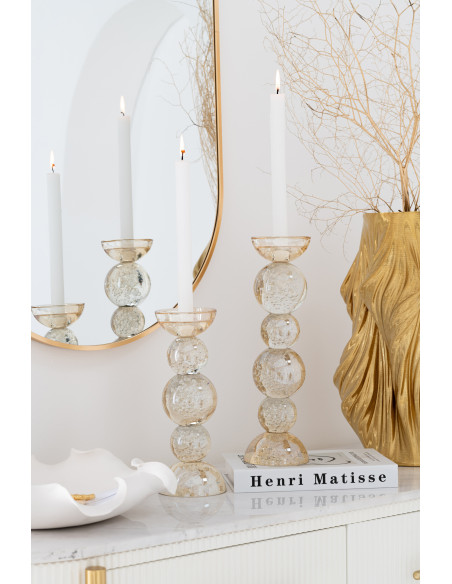 Chandelier design chic Boules H 34 cm Verre Champagne Valmina 