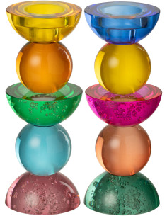 Lot de 2 Chandeliers design pop H 21 cm Verre Multicolore Chromysio 