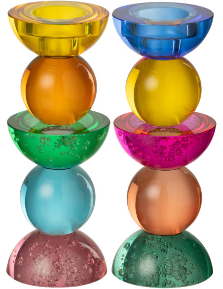 Lot de 2 Chandeliers design pop H 21 cm Verre Multicolore Chromysio 