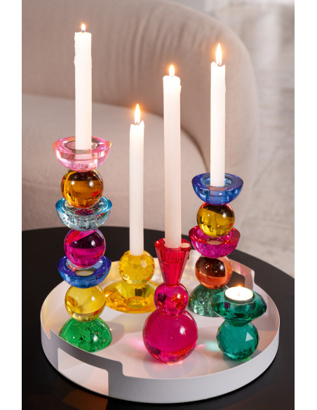 Lot de 2 Chandeliers design pop H 21 cm Verre Multicolore Chromysio 