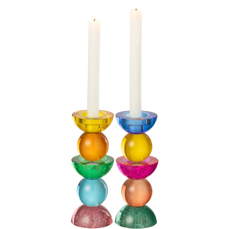 Lot de 2 Chandeliers design pop H 21 cm Verre Multicolore Chromysio 