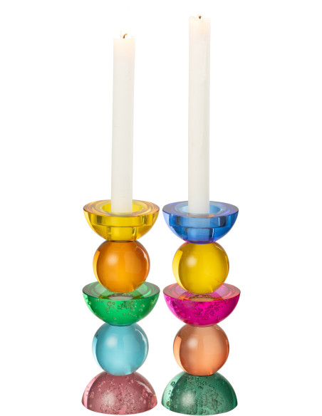 Lot de 2 Chandeliers design pop H 21 cm Verre Multicolore Chromysio 