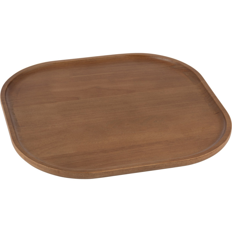 Plateau déco scandinave Rectangulaire 30 cm Bois d'hévéa Marron Luméto 