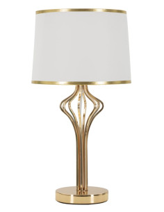 Lampe à poser moderne chic H 53 cm Métal Doré Tissu Blanc...