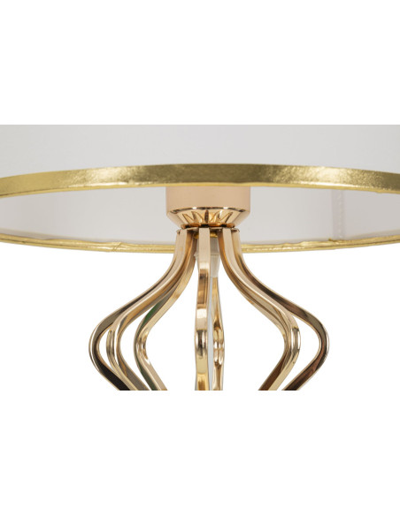 Lampe à poser moderne chic H 53 cm Métal Doré Tissu Blanc Slimmy