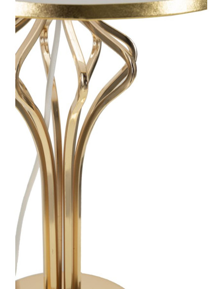 Lampe à poser moderne chic H 53 cm Métal Doré Tissu Blanc Slimmy