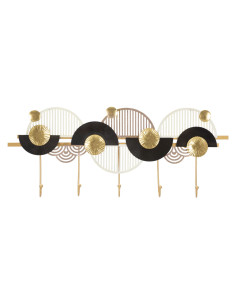 Porte manteaux design chic 5 crochets 73 cm Métal Doré...