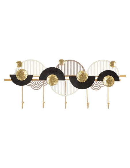 Porte manteaux design chic 5 crochets 73 cm Métal Doré Blanc Noir Art