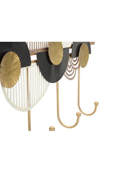 Porte manteaux design chic 5 crochets 73 cm Métal Doré Blanc Noir Art