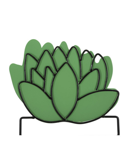 Lot de 3 Décoration murales design Plantes Grasses Métal Noir Vert Cactus