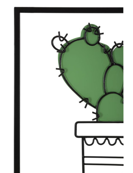 Lot de 3 Décoration murales design Plantes Grasses Métal Noir Vert Cactus