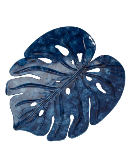 Lot de 2 Centres de table design Feuille 27 cm Métal Bleu Drop