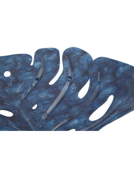 Lot de 2 Centres de table design Feuille 27 cm Métal Bleu Drop