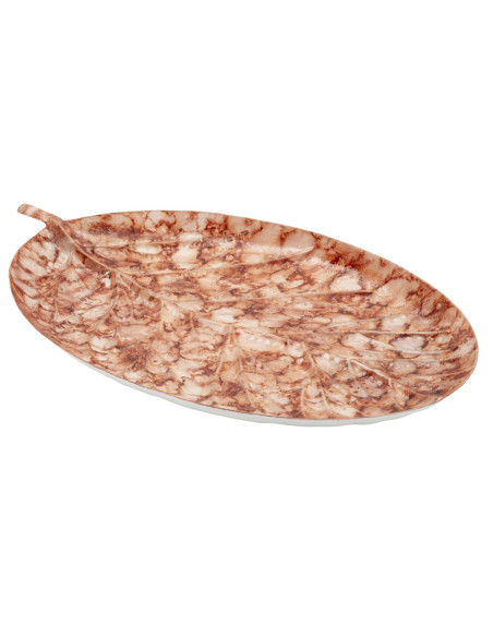 Lot de 2 Centres de table design Feuille 35 cm Métal Marron Drop