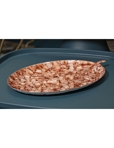 Lot de 2 Centres de table design Feuille 35 cm Métal Marron Drop