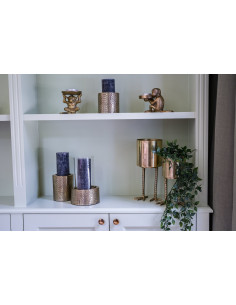 Photophore Rond Diamètre 14 cm en Verre Transparent Métal Doré Motif peau de crocodile The Croco 