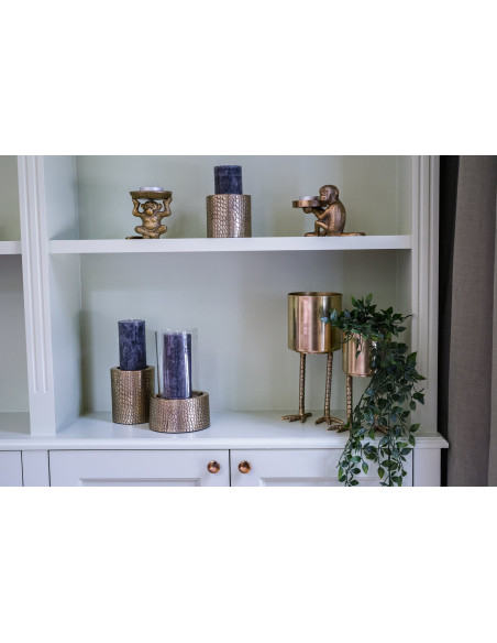 Photophore Rond Diamètre 14 cm en Verre Transparent Métal Doré Motif peau de crocodile The Croco 