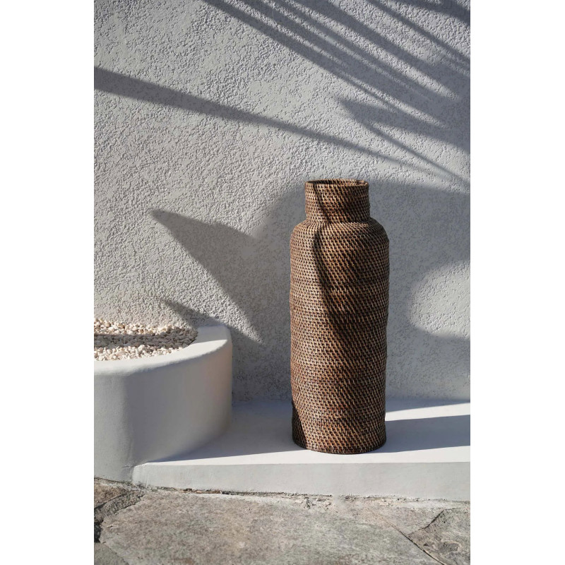 Porte-parapluies bohème chic Bouteille Hauteur 67 cm Rotin Naturel Marron Tressé The Colonial 