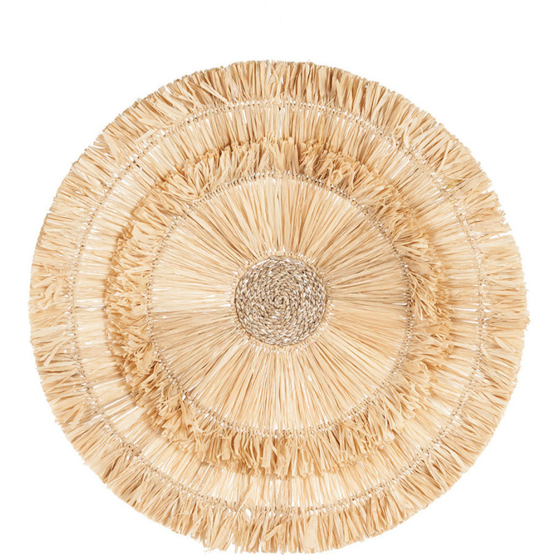 Décoration murale bohème chic ronde 60 cm Sisal Naturel Tressé The Wanita 