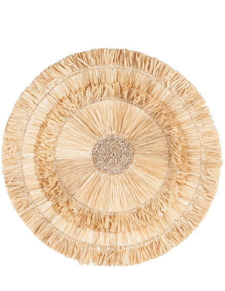 Décoration murale bohème chic ronde 60 cm Sisal Naturel Tressé The Wanita 
