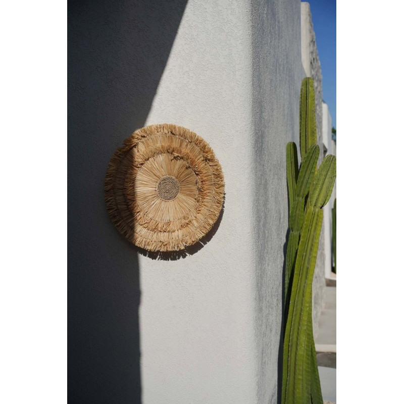 Décoration murale bohème chic ronde 60 cm Sisal Naturel Tressé The Wanita 