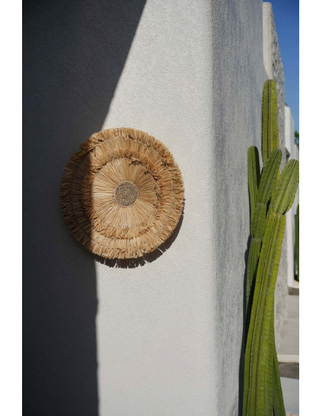 Décoration murale bohème chic ronde 60 cm Sisal Naturel Tressé The Wanita 