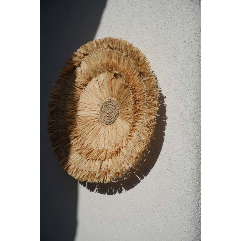 Décoration murale bohème chic ronde 60 cm Sisal Naturel Tressé The Wanita 