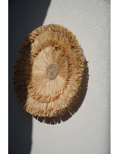 Décoration murale bohème chic ronde 60 cm Sisal Naturel Tressé The Wanita 