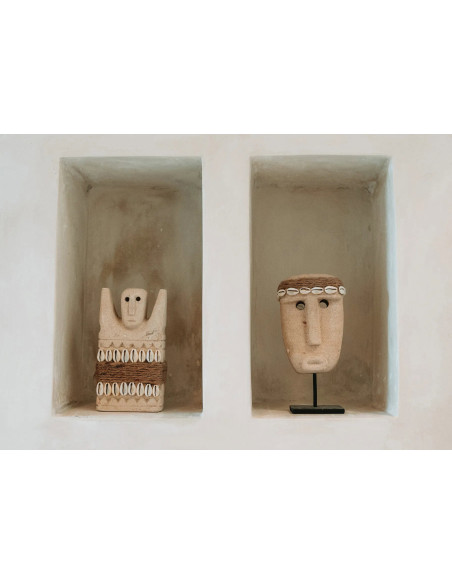 Statuette déco primitive wabi-sabi Hauteur 17 cm Grès Beige sable The Sumba Stone 