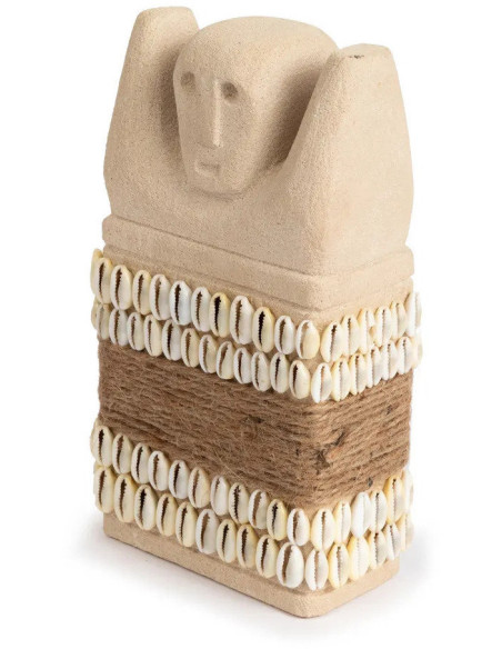 Statuette déco primitive wabi-sabi Hauteur 17 cm Grès Beige sable The Sumba Stone 
