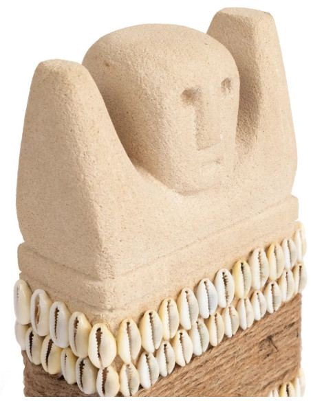 Statuette déco primitive wabi-sabi Hauteur 17 cm Grès Beige sable The Sumba Stone 