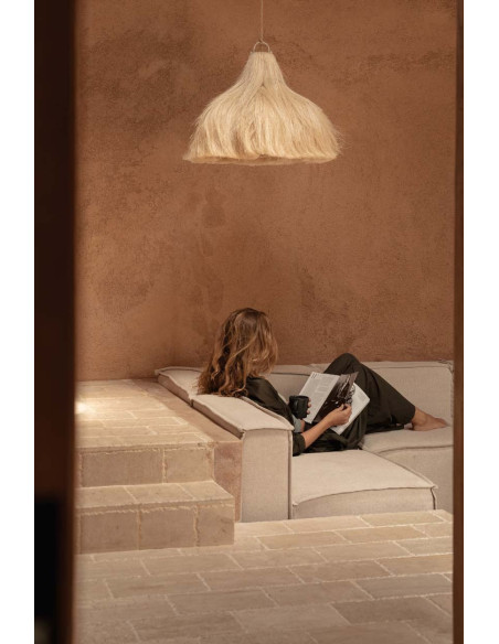 Grand Abat-jour bohème Cheveux 60 cm Herbe Naturel The Rami 