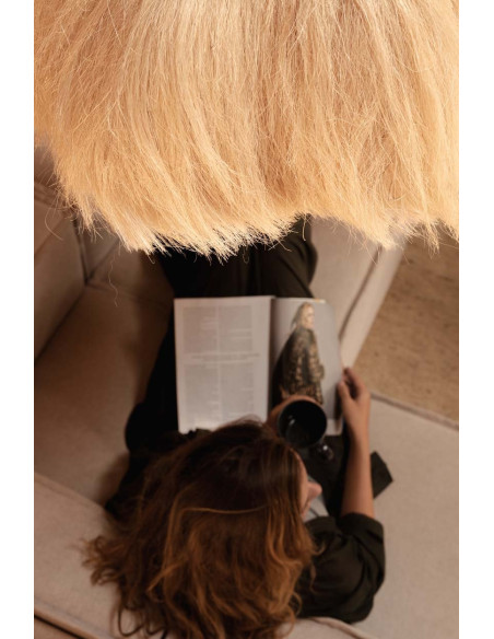 Grand Abat-jour bohème Cheveux 60 cm Herbe Naturel The Rami 