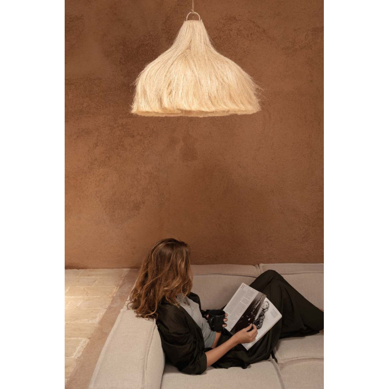 Grand Abat-jour bohème Cheveux 60 cm Herbe Naturel The Rami 