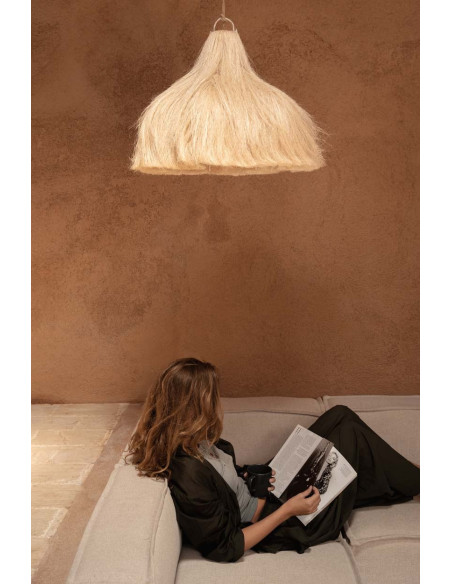 Grand Abat-jour bohème Cheveux 60 cm Herbe Naturel The Rami 