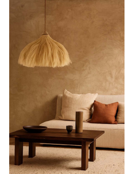 Grand Abat-jour bohème Cheveux 60 cm Herbe Naturel The Rami 