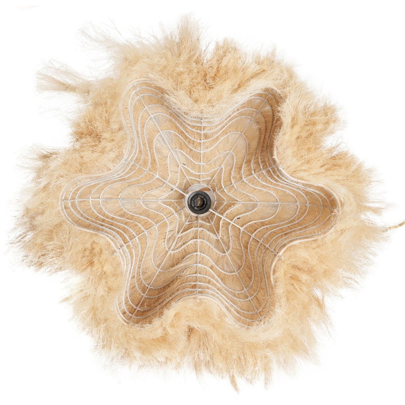 Grand Abat-jour bohème Cheveux 60 cm Herbe Naturel The Rami 