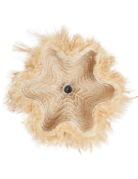 Grand Abat-jour bohème Cheveux 60 cm Herbe Naturel The Rami 