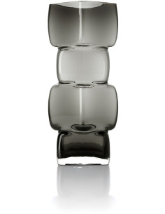 Vase design minimaliste Cubique H 30 cm Verre recyclé Gris foncé The Cubes 
