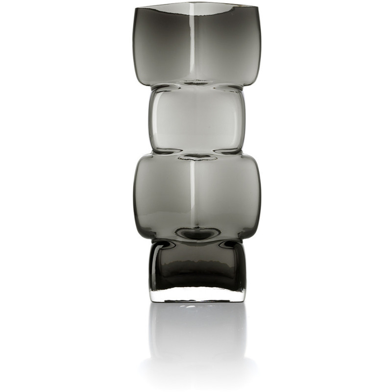 Vase design minimaliste Cubique H 30 cm Verre recyclé Gris foncé The Cubes 