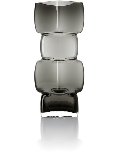 Vase design minimaliste Cubique H 30 cm Verre recyclé Gris foncé The Cubes 
