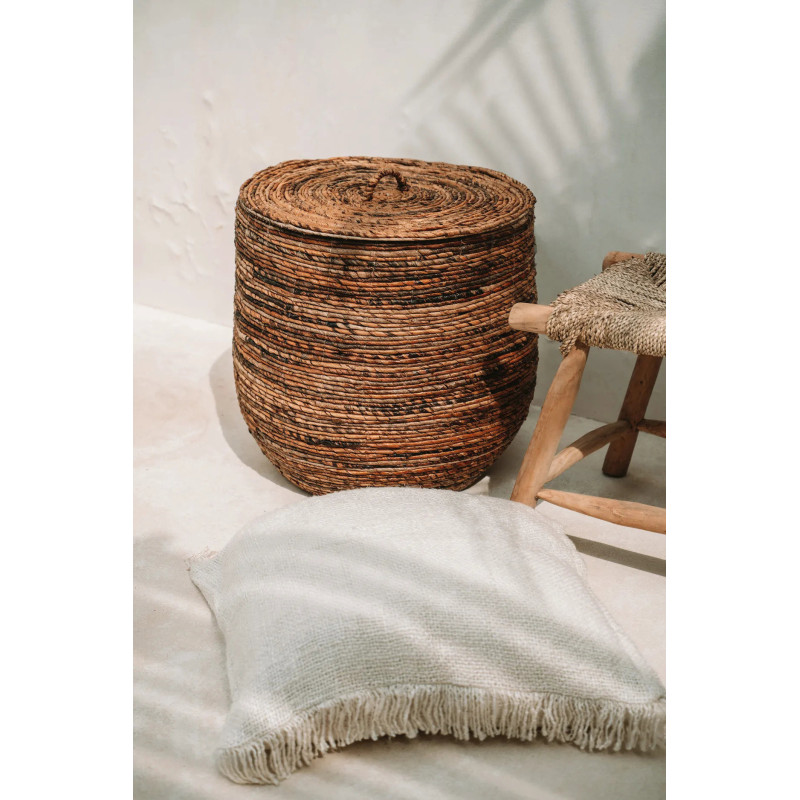 Housse de coussin XL Carrée 60x60 en Coton Crème avec franges The Oh My Gee 