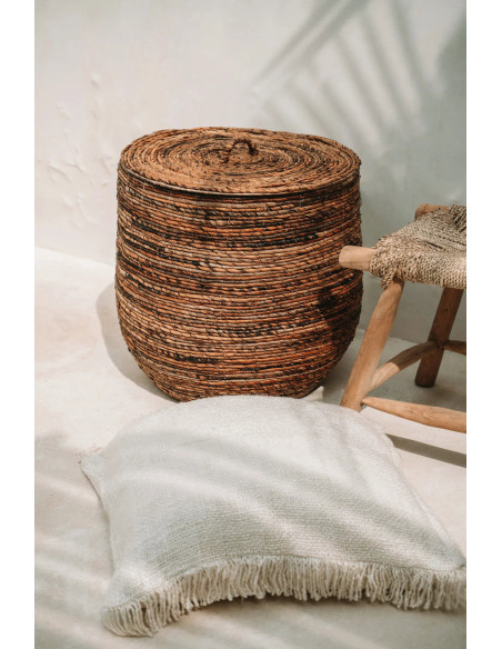 Housse de coussin XL Carrée 60x60 en Coton Crème avec franges The Oh My Gee 