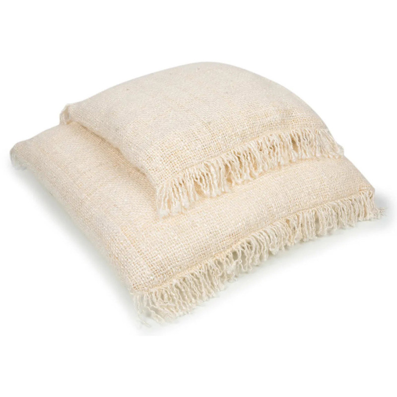 Housse de coussin XL Carrée 60x60 en Coton Crème avec franges The Oh My Gee 