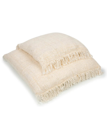Housse de coussin XL Carrée 60x60 en Coton Crème avec franges The Oh My Gee 