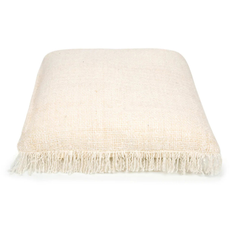 Housse de coussin XL Carrée 60x60 en Coton Crème avec franges The Oh My Gee 
